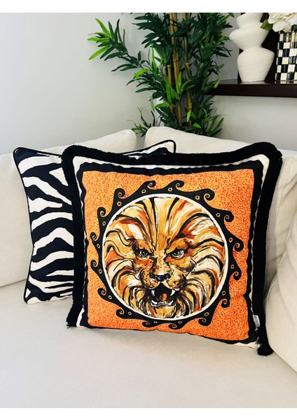Dekoratif Aslan Desenli Kırlent Kılıfı - Heritage Serisi 50 x 50 fırsatları
