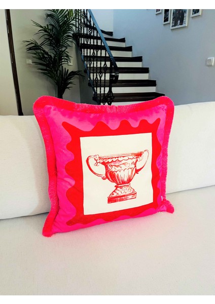 Dekoratif Antik Vazo Desenli Kırlent Kılıfı - Heritage Serisi 50 x 50 fırsatları