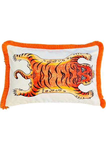 Dekoratif Chinoiserie Kaplan Desenli Kırlent Kılıfı - Heritage Serisi 40 x 60 fiyatları