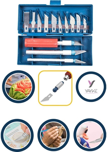 Zanaat 16 Parça Hobi Gravür Ahşap Heykel Çömlek Oyma Şekil Verme 13 Maket Bıçak Seti fiyatları