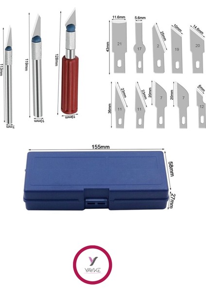 Zanaat 16 Parça Hobi Gravür Ahşap Heykel Çömlek Oyma Şekil Verme 13 Maket Bıçak Seti