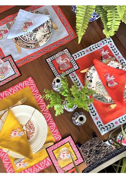 Fil Desenli Keten Dekoratif Runner ( 1 Adet ) modelleri