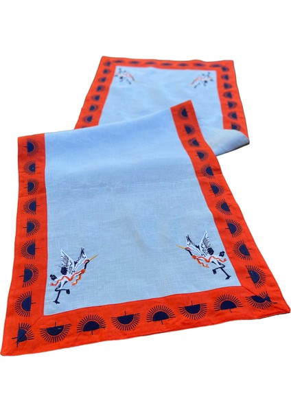 Turna Desenli Keten Dekoratif Runner ( 1 Adet ) fiyatları