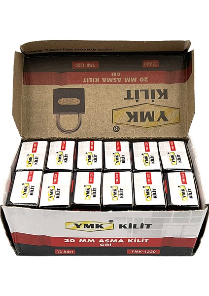 Ymk Kancalı Asma Kilit Kısa Gri 1 Paket ( 12 Adet ) 20 mm