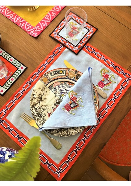 Beyaz At Desenli Keten Dekoratif Runner ( 1 Adet ) modelleri