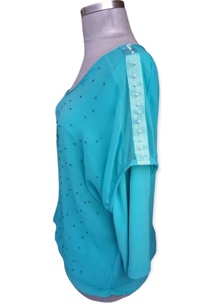 Likralı Taş ve Tül Detaylı Bluz modelleri