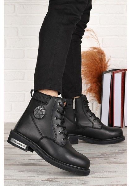 Jim Siyah Yağlı Deri Erkek Bot Postal Ayakkabı V3
