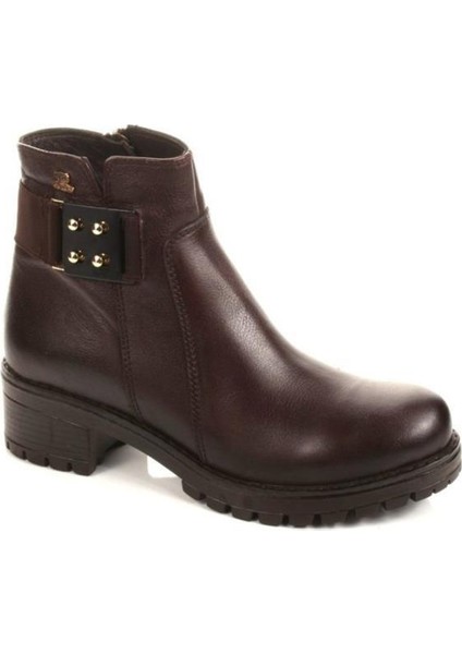3309K Hakiki Deri Az Topuklu Tokalı Günlük Kadın Bot