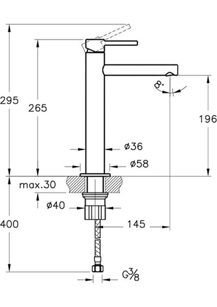 Çanak Siyah Mermer Desenli Lavabo Bataryası