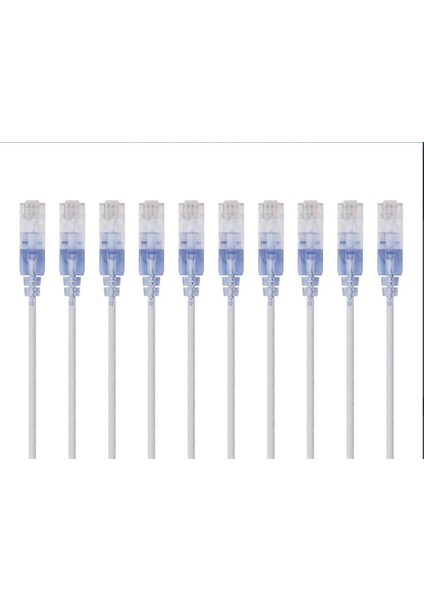 Slimrun CAT6A Ethernet Kablosu - Snagless RJ45, Utp, Saf Çıplak Bakır Tel, 10 G, 30AWG, 3ft, Beyaz, 10'lu Paket
