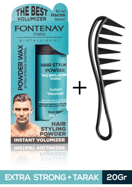 Saç Şekillendirici Pudra Toz Wax Mat Effect Mavı 20GR + Şekil Tarağı 2'li Set
