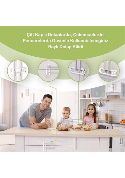 Dmnstore® Bebek Çocuk Çekmece ve Dolap Koruma Raylı Güvenlik Sistemi Emniyet Kilidi