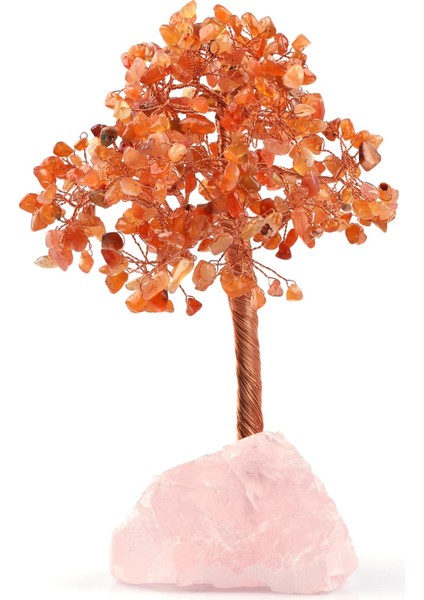 Pembe Kuvars - Karnelyan Akik Doğal Taş Ağaç