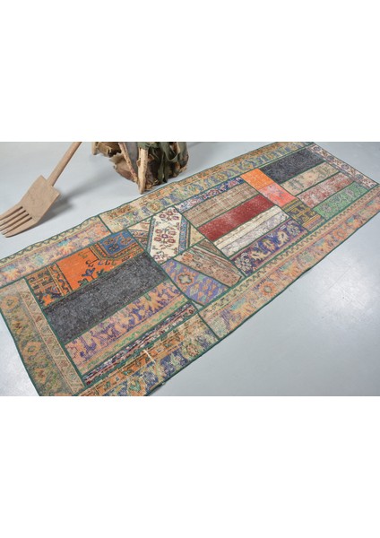 Eskitme Halı, Türk Halısı, Halı, 101X270 cm Mavi Halı, El Dokuma Merdiven Halı, 12623