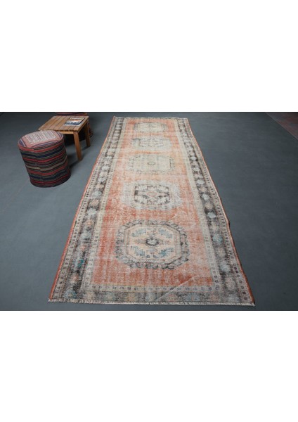 Türk Halısı, Eskitme Halı, Halı, 129X343 cm Kırmızı Halı, Anadolusı Koridor Halı, 9243