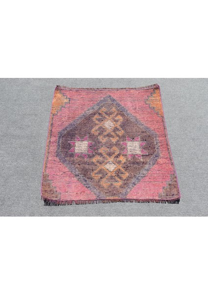 Türk Halısı, Eskitme Halı, Halı, 90X93 cm Pempe Halı, Organik Hediyelik Halı, El Yapımı Mutfak Halı,