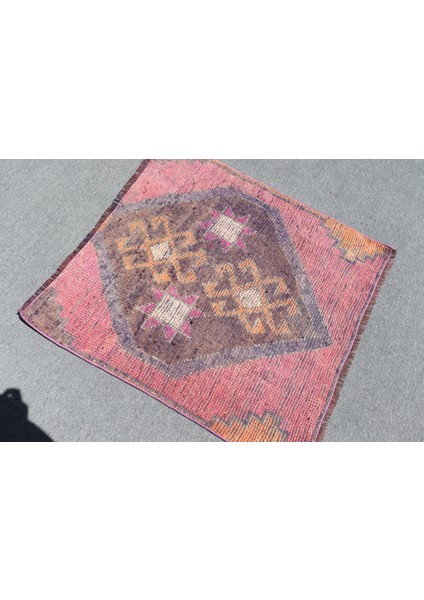 Türk Halısı, Eskitme Halı, Halı, 90X93 cm Pempe Halı, Organik Hediyelik Halı, El Yapımı Mutfak Halı, modelleri