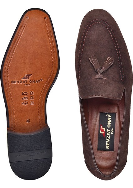 Kahverengi Klasik Loafer Kösele Erkek Ayakkabı -9858- modelleri