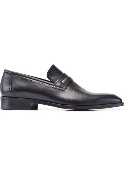 Siyah Klasik Loafer Kösele Erkek Ayakkabı -10122-
