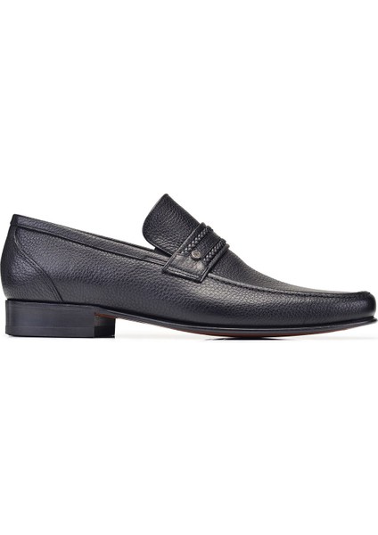 Siyah Klasik Loafer Kösele Erkek Ayakkabı -7009-