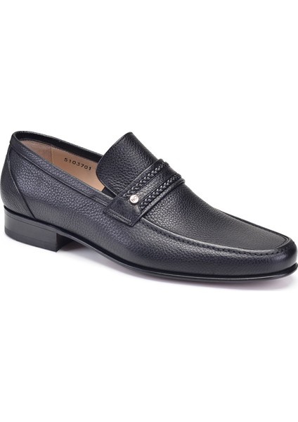 Siyah Klasik Loafer Kösele Erkek Ayakkabı -7009-