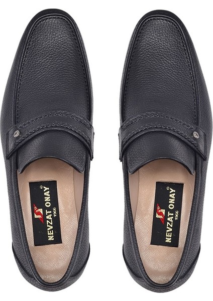 Siyah Klasik Loafer Kösele Erkek Ayakkabı -7009-