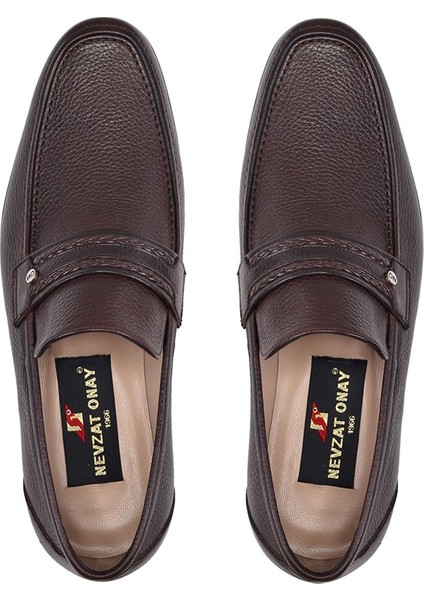 Kahverengi Klasik Loafer Kösele Erkek Ayakkabı -7005-