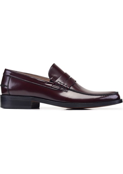 Bordo Loafer Kösele Ayakkabı -9324-