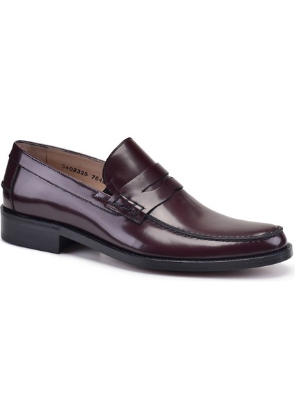 Bordo Loafer Kösele Ayakkabı -9324-