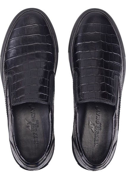 Deri Siyah Sneaker Erkek Ayakkabı -11169-
