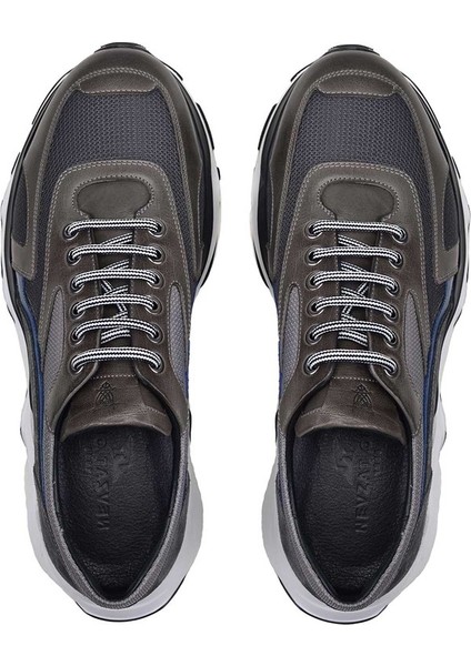 Deri Gri Sneaker Erkek Ayakkabı -11747-
