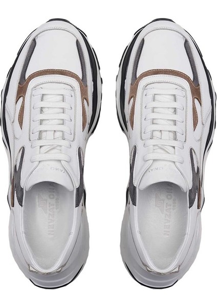 Deri Beyaz Sneaker Erkek Ayakkabı -11721-