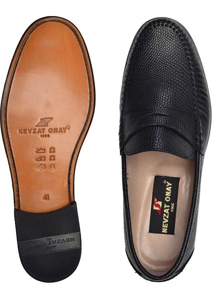 Siyah Klasik Loafer Kösele Erkek Ayakkabı -10345-