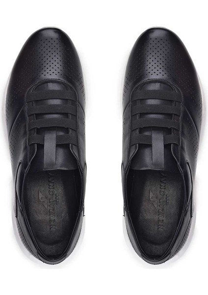 Siyah Baskı Beyaz Taban Sneaker -10961-