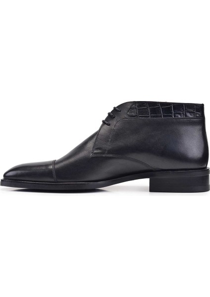 Deri Siyah Klasik Bağcıklı Erkek BOT-11298- fiyatları
