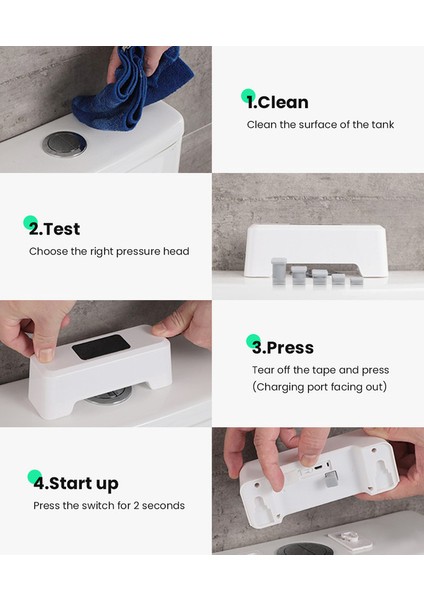 Şarj Edilebilir Otomatik Temassız Tuvalet Sifonu - Beyaz (Yurt Dışından) indirimleri