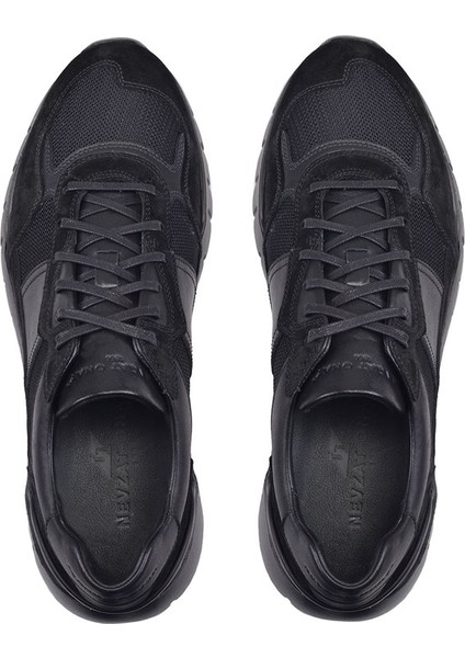 Süet Siyah Deri Sneaker -10847-