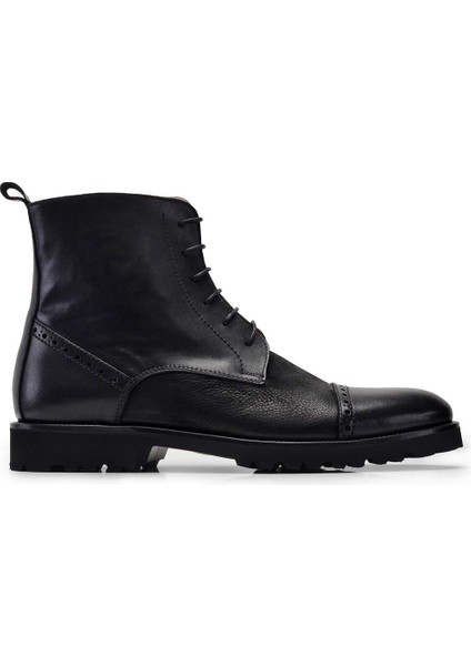 Deri Siyah Günlük Fermuarlı Erkek BOT-7919-