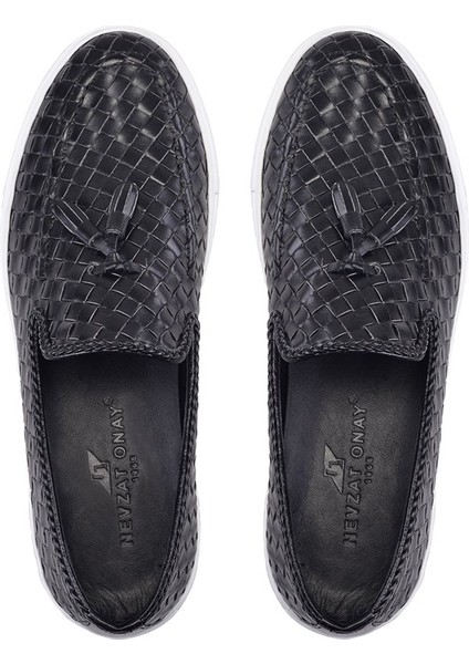 Siyah Örgü Püsküllü Sneaker Erkek Ayakkabı -8381- modelleri