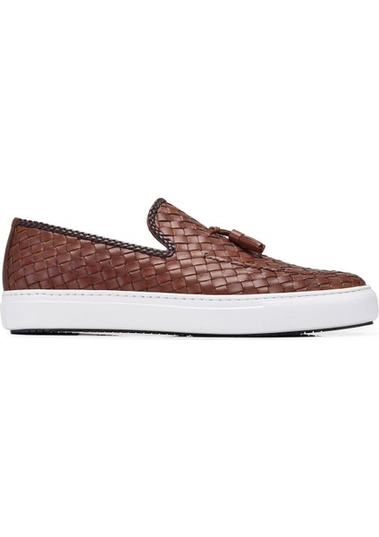 Taba Örgü Deri Sneaker Ayakkabı -10736-