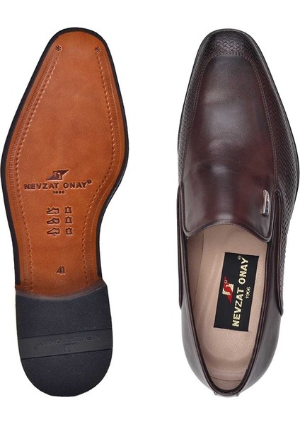 Kahverengi Klasik Loafer Kösele Erkek Ayakkabı -11006- modelleri