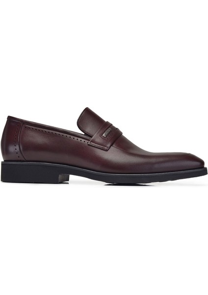 Bordo Günlük Bağcıksız Erkek Ayakkabı -12167-