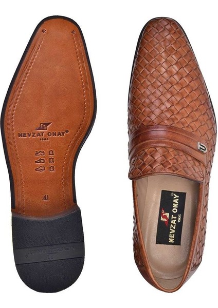 Taba Klasik Loafer Kösele Erkek Ayakkabı -8811-