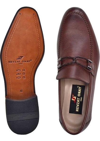 Taba Klasik Loafer Kösele Erkek Ayakkabı -10935-