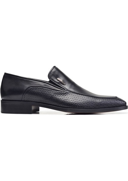 Siyah Klasik Loafer Kösele Erkek Ayakkabı -10937-