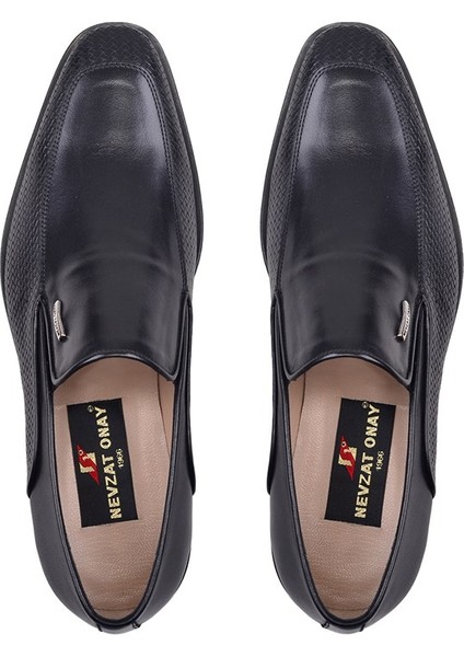 Siyah Klasik Loafer Kösele Erkek Ayakkabı -10937-