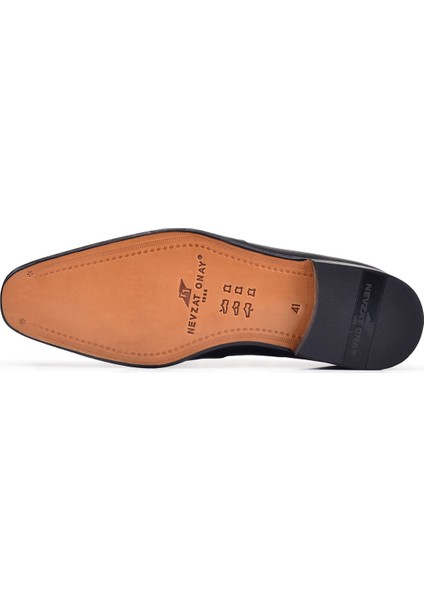 Siyah Klasik Loafer Kösele Erkek Ayakkabı -10937-