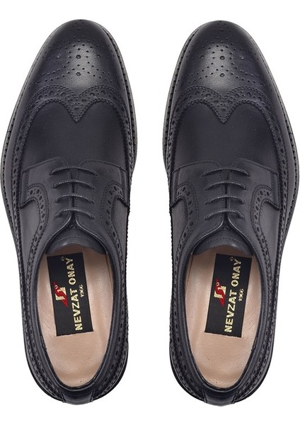 Siyah Klasik Bağcıklı Kösele Erkek Ayakkabı -12476- modelleri