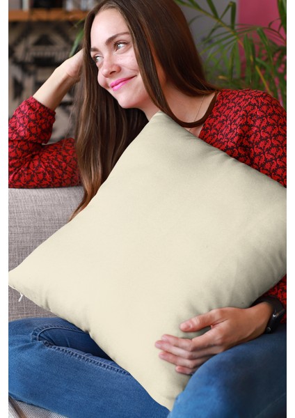 2'li 43 x 43 cm Krem Premium Kumaş Tay Tüyü Döşemelik Dekoratif Çift Taraflı Kırlent Kılıfı KRL002 fırsatları