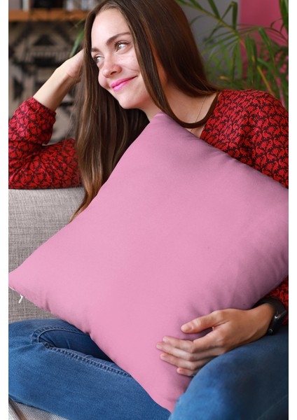 2'li 43 x 43 cm Pembe Tay Tüyü Döşemelik Premium Kumaş Dekoratif Çift Taraflı Kırlent Kılıfı KRL014 fırsatları